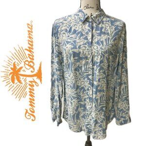 Tommy Bahama flora print sketched Woman Island trend blouse 100% Tercel  Size M